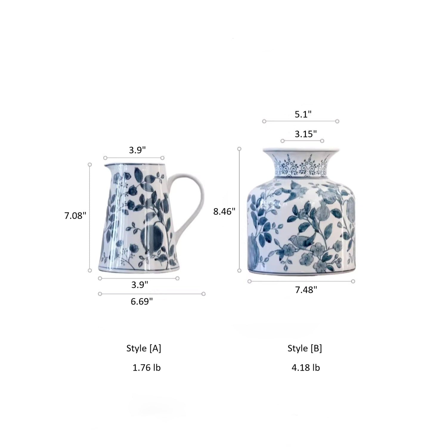 Pomegranate Blue & White Porcelain Vase