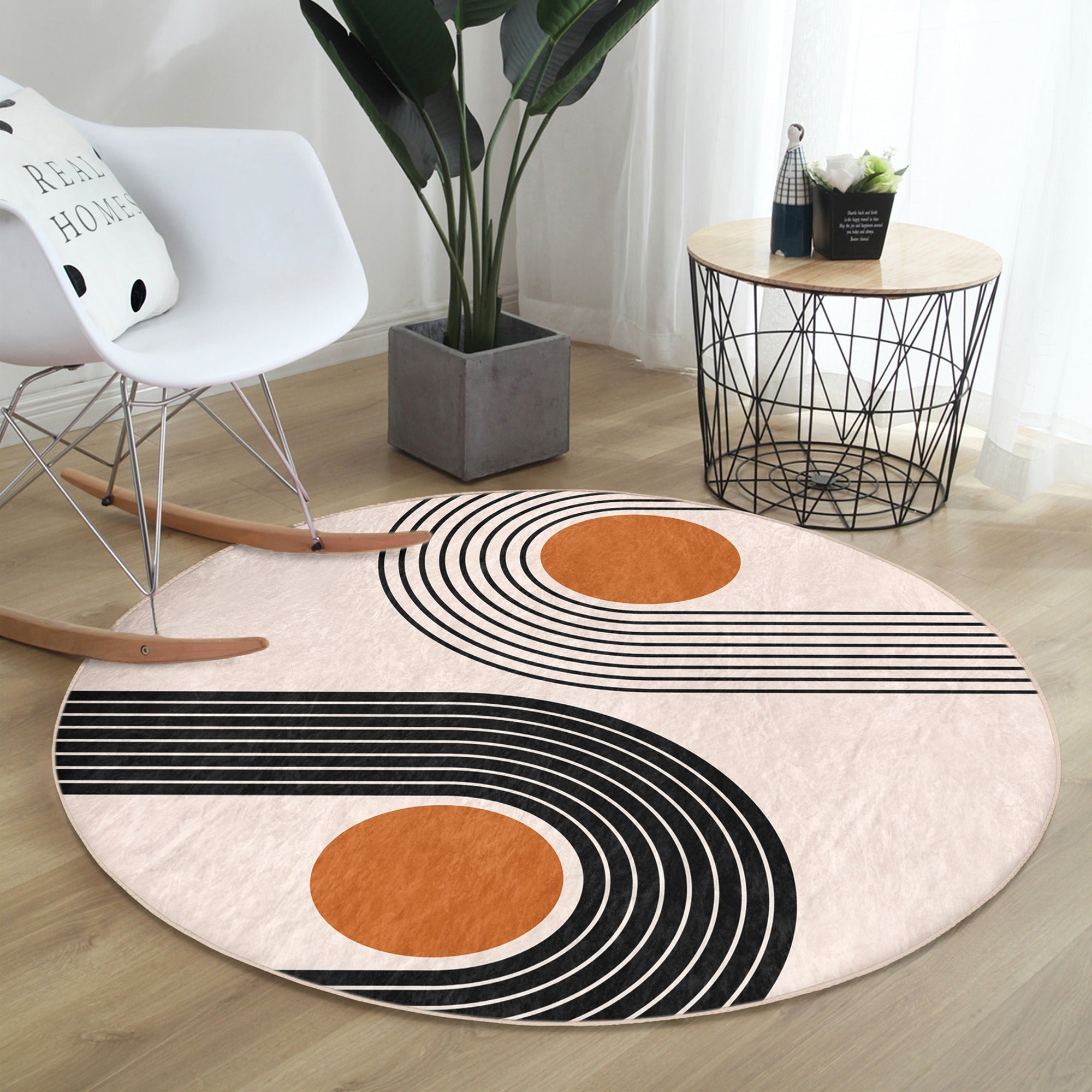 Abstract Round Living Room Rug