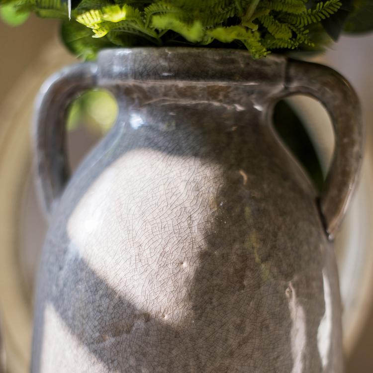 Glazed Pottery Vase with Handles