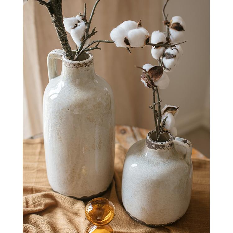 Glazed Pottery Vase with Handle