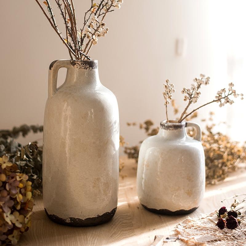 Glazed Pottery Vase with Handle