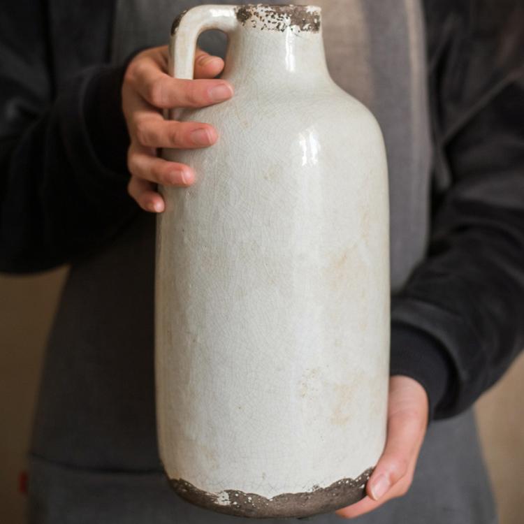 Glazed Pottery Vase with Handle