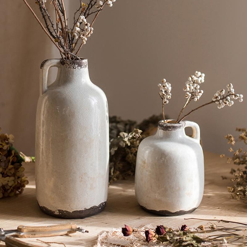 Glazed Pottery Vase with Handle