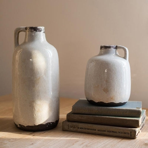 Glazed Pottery Vase with Handle