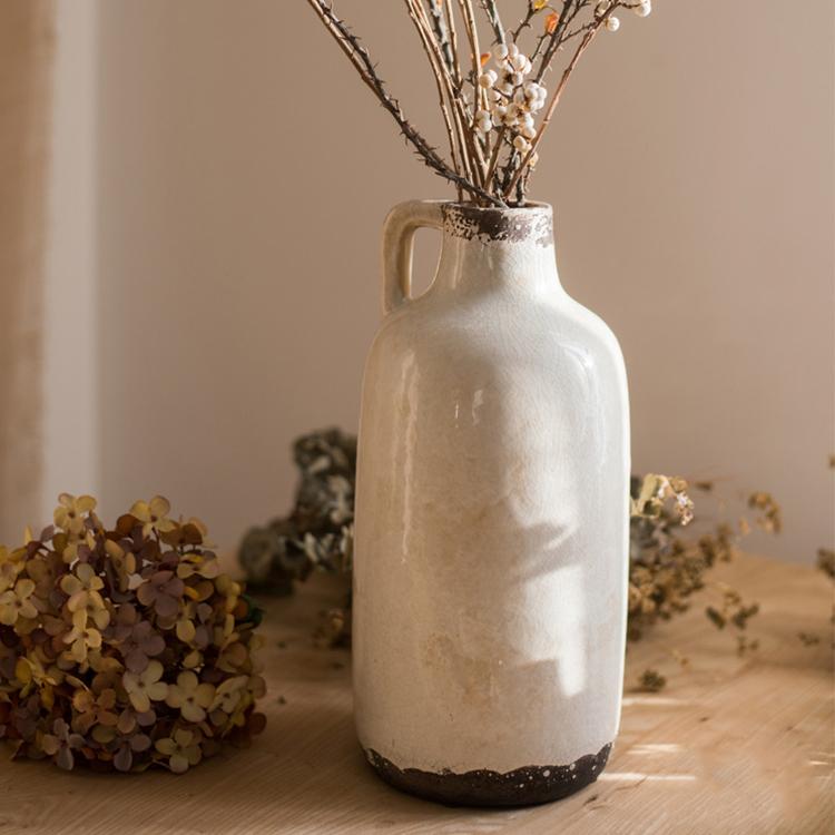Glazed Pottery Vase with Handle