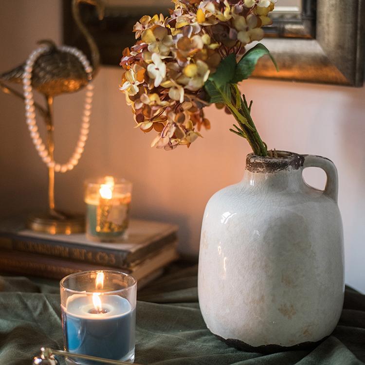 Glazed Pottery Vase with Handle