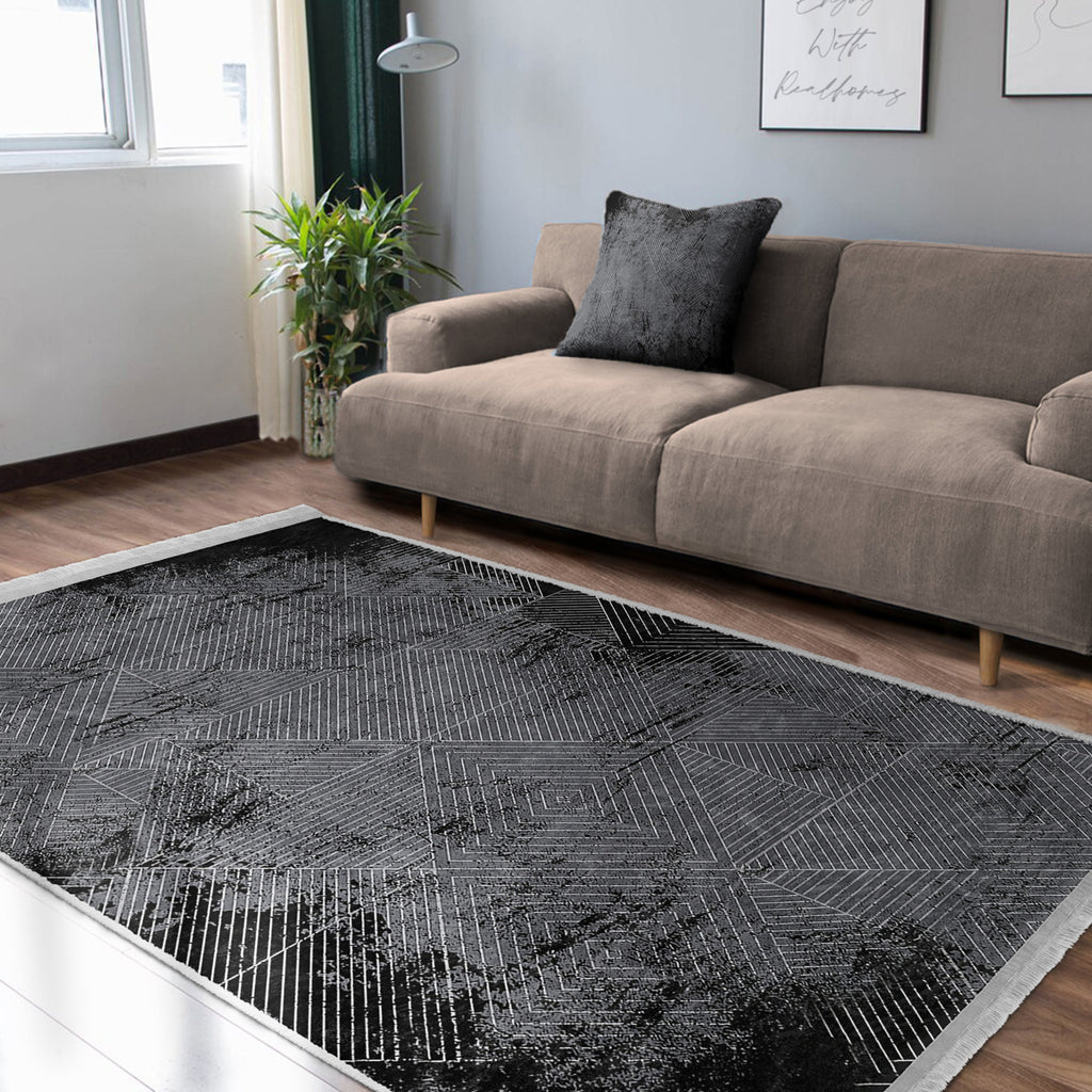 Geometric Pattern Washable Area Rug