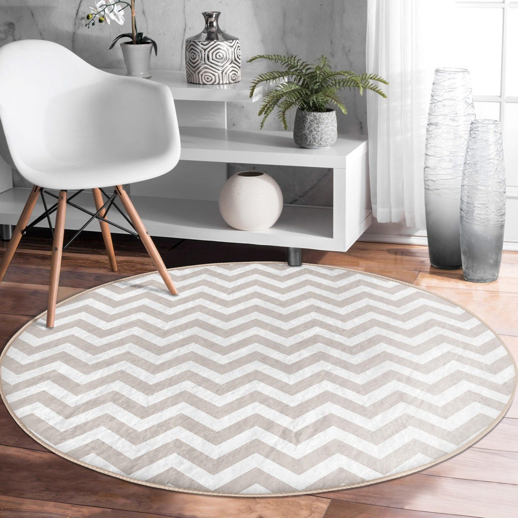 Round Washable Bedroom Rug