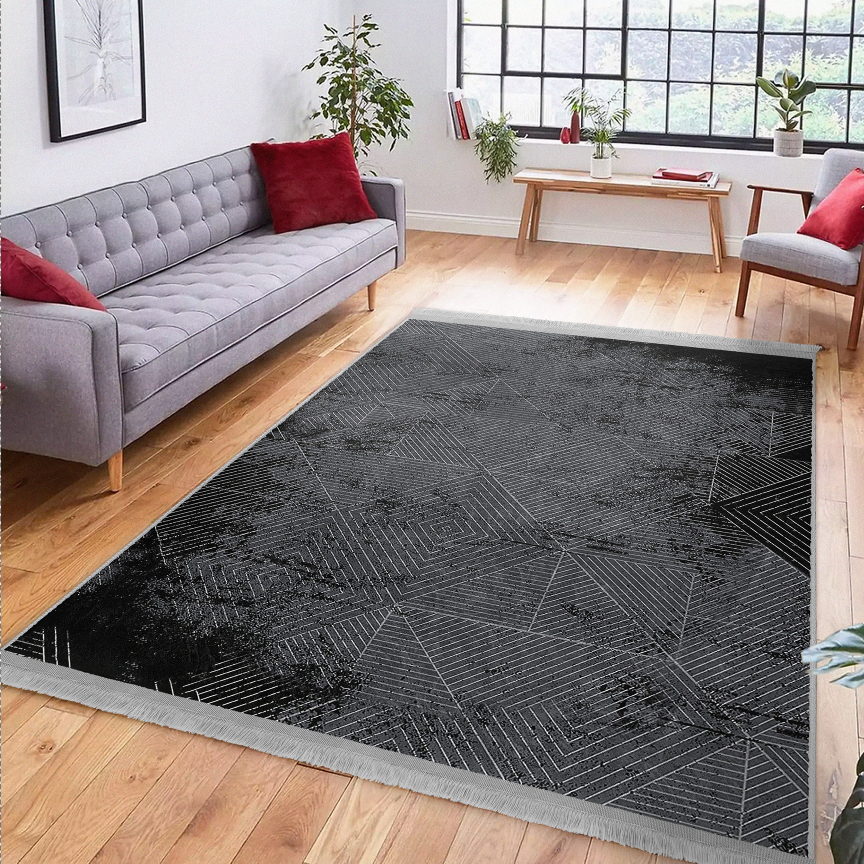 Geometric Pattern Washable Area Rug