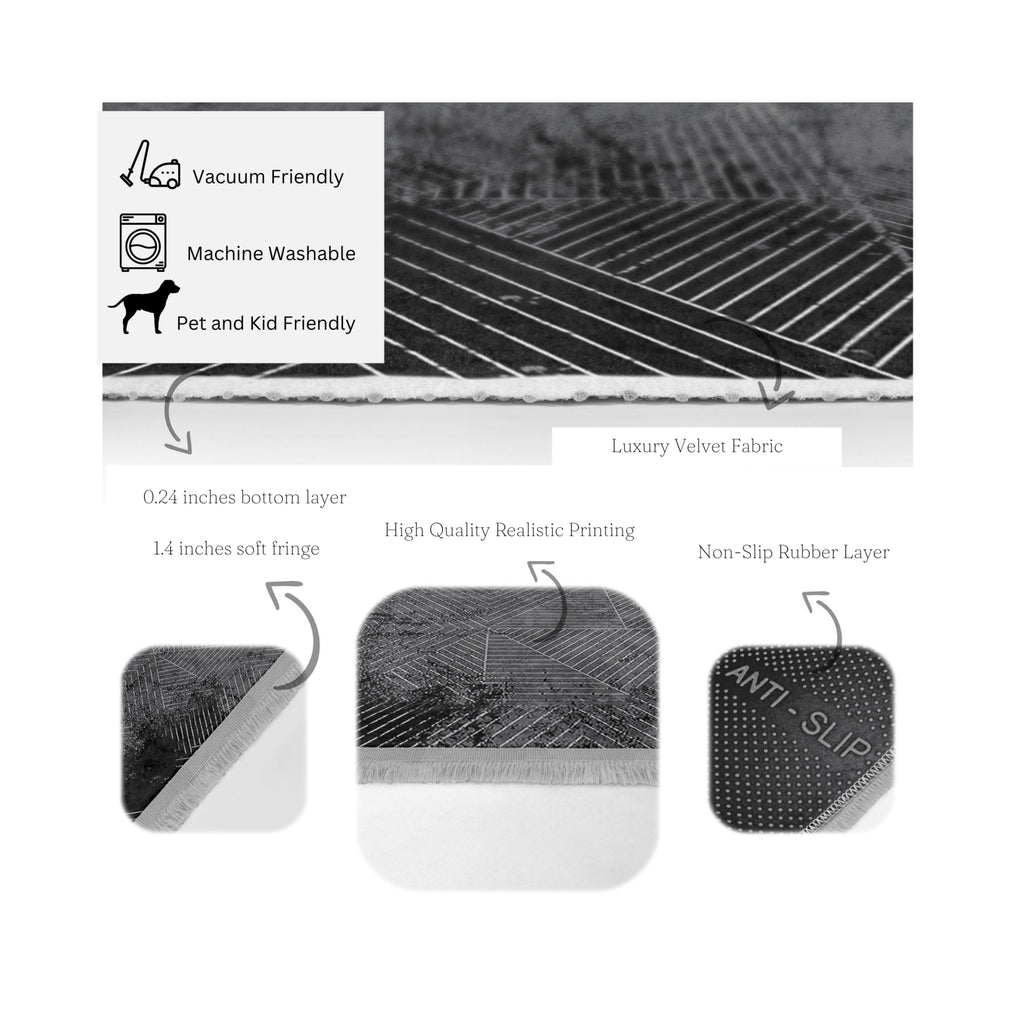 Geometric Pattern Washable Area Rug