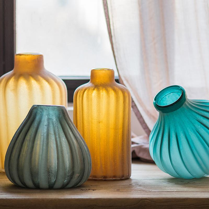 Hand-Blown Frosted Art Glass Vase