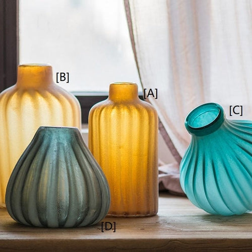 Hand-Blown Frosted Art Glass Vase