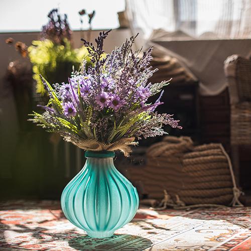 Hand-Blown Frosted Art Glass Vase