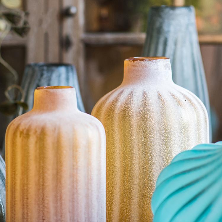 Hand-Blown Frosted Art Glass Vase