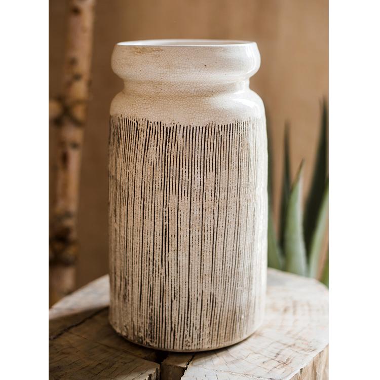 Abstract Stripe Ceramic Vase