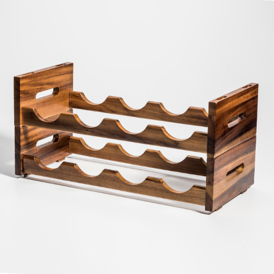 Acacia Wood Stackable Wine Display Rack