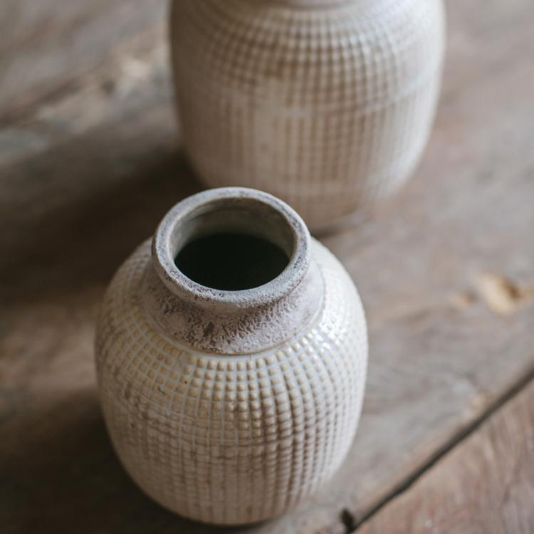 White Textured Porcelain Vase